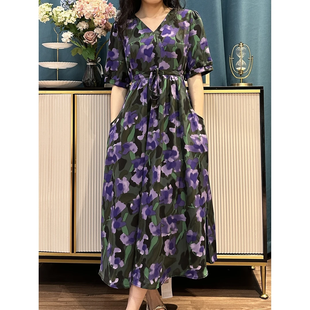 【商场高货】 夏季深邃紫韵时尚气质优雅女装连衣裙6194