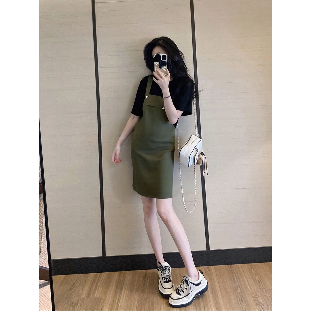 连衣裙夏季轻奢高级感拼接短袖2025夏季女装裙子时尚设计感气质
