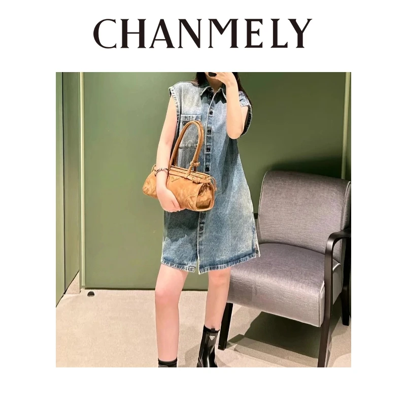 【CHANMITY】“蓝色秘镜”高级时髦宽松显瘦水洗牛仔马甲 025388