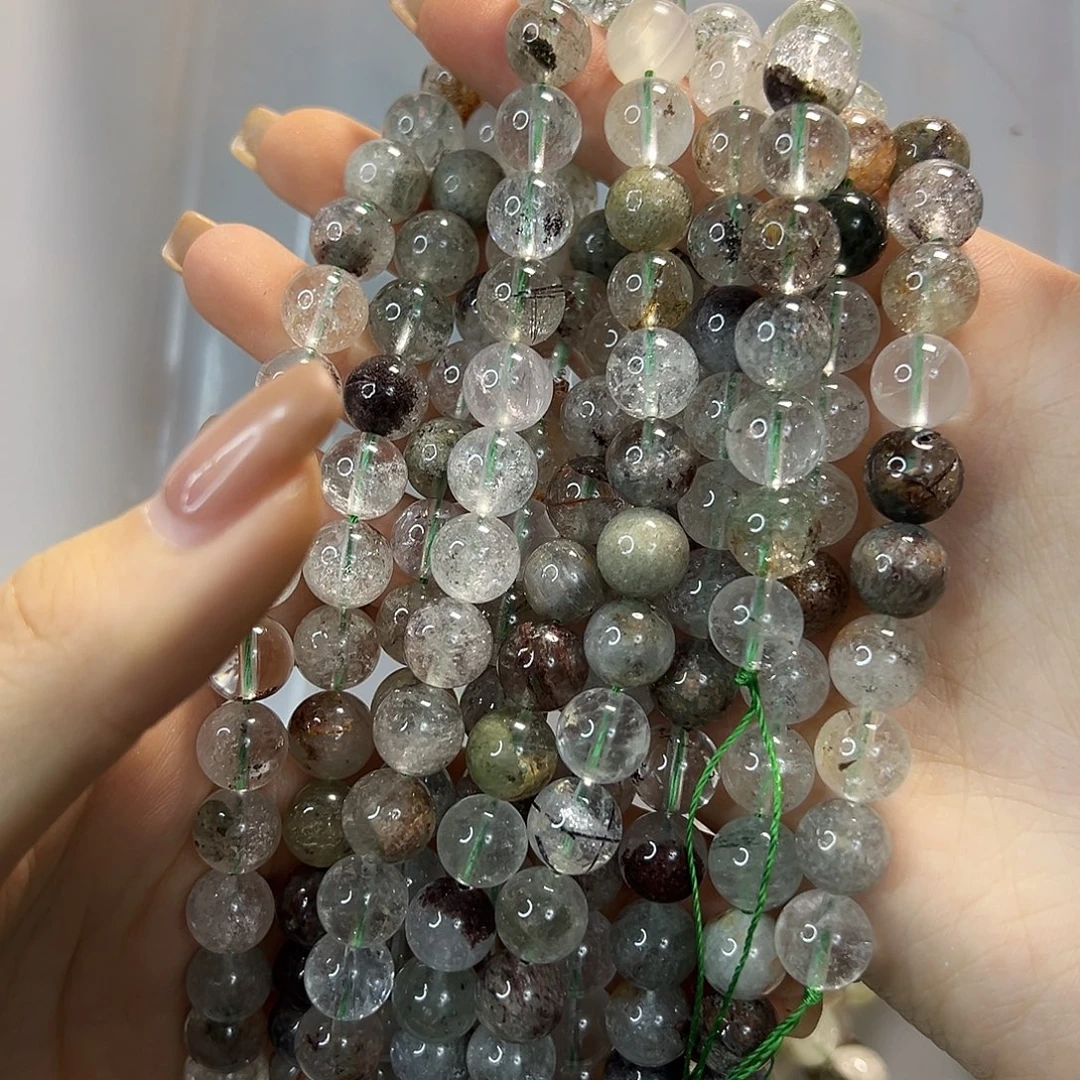 玛瑙/玉髓合金珠宝半成品绿幽灵卡10一条