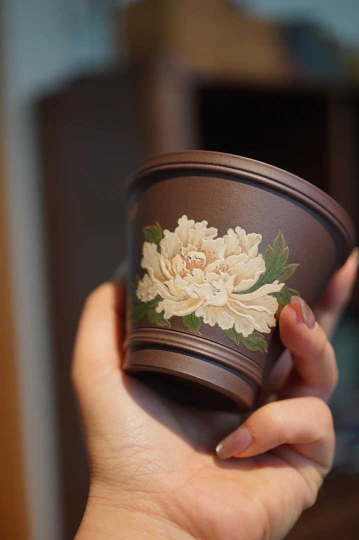 牡丹主人杯 天青紫泥 容量170cc