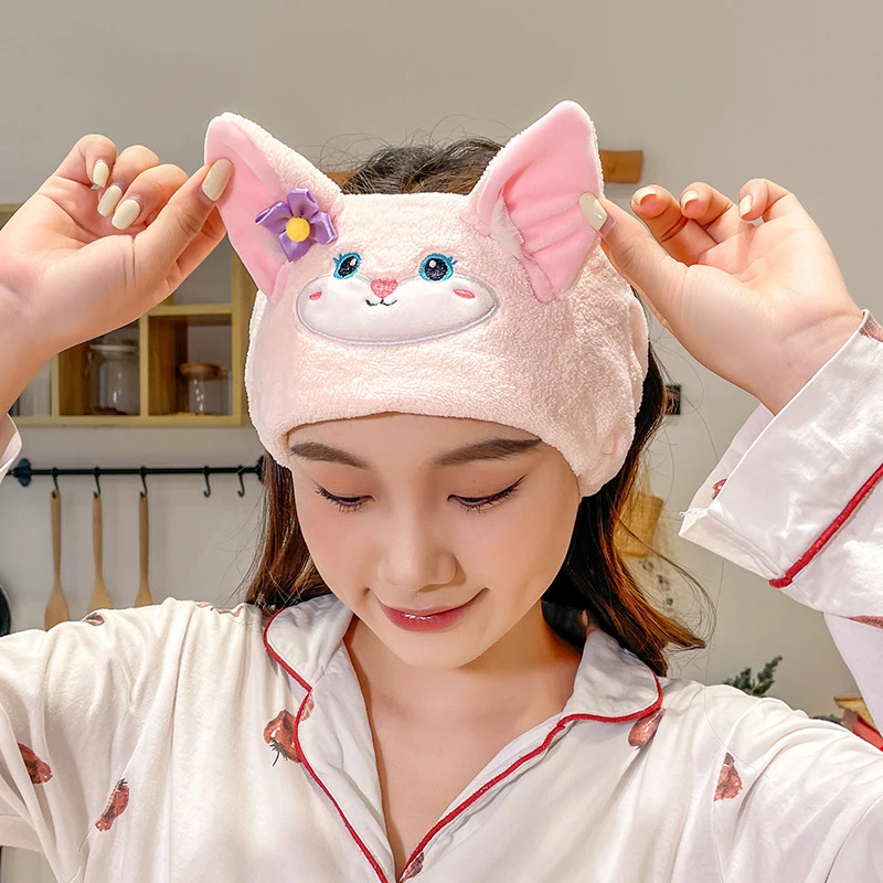 网红甜美可爱洗脸束发带女生毛绒头箍发饰卡通宽边发带化妆头饰