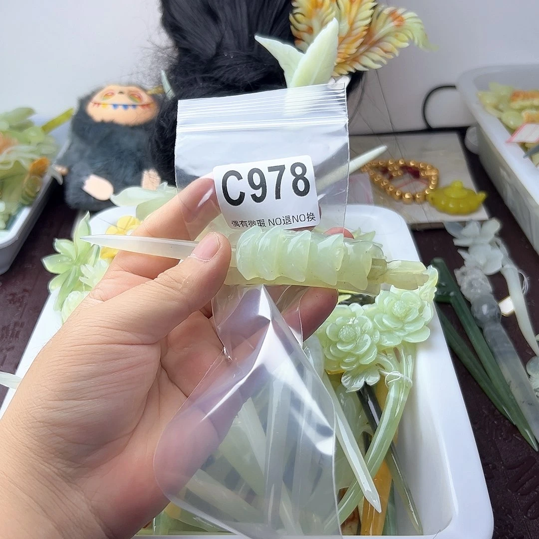 合金蛇纹石玉发饰无*