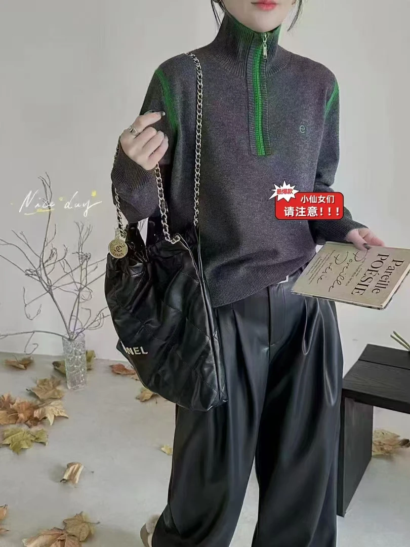 衣念染染❤️潮流时尚拉丝款立领可翻网红上衣