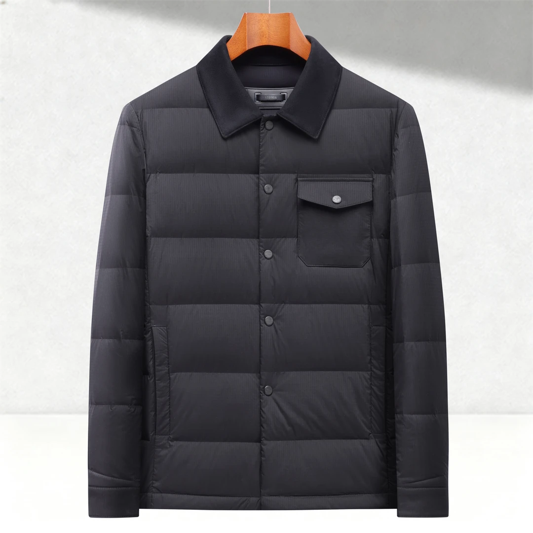 冬季男士工装羽绒服男装轻奢商务休闲轻薄保暖95绒男士翻领外套