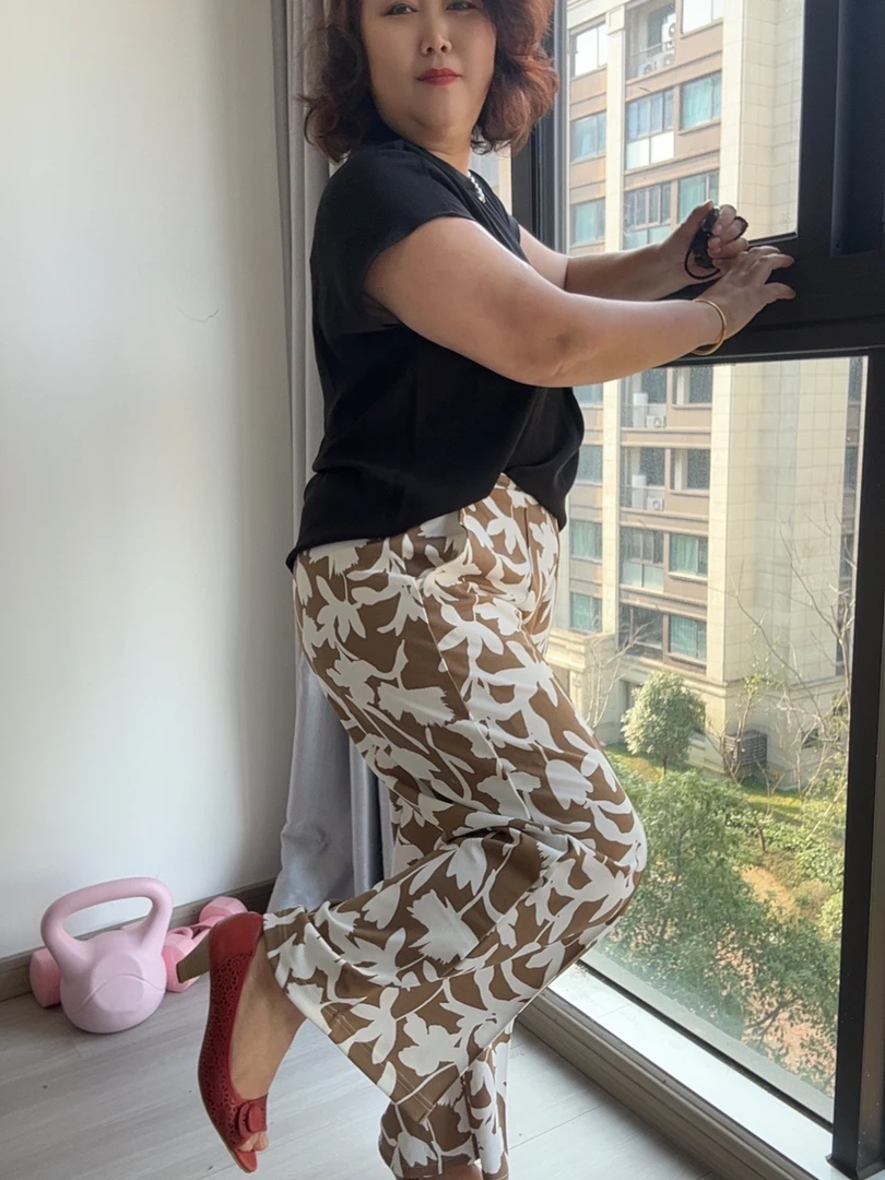 植物印花阔腿裤高腰直筒休闲夏季外穿宽松碎花女裤