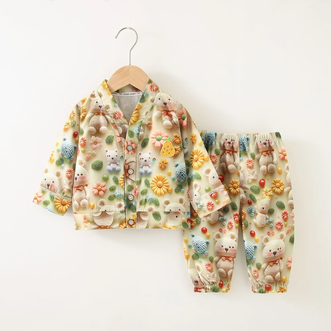 宝宝女男童抗静电婴儿长袖吸汗韩版童装家居服套装秋季卡通风