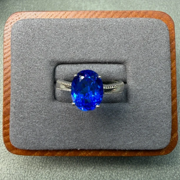 925银蓝小妖钴蓝尖晶戒指活口简约焰彩