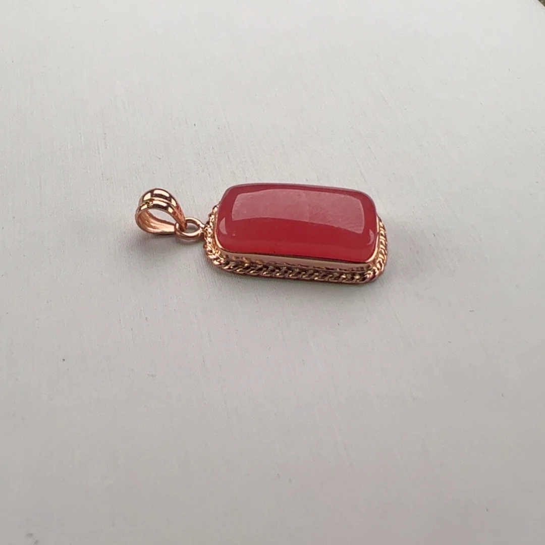 菱锰矿（红纹石）银S925镶嵌吊坠(赠链)小****醒