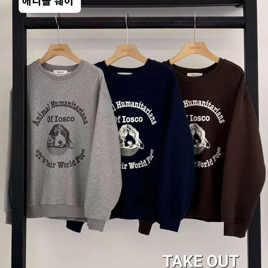 韩国欧巴家ins风圆领套头卫衣018