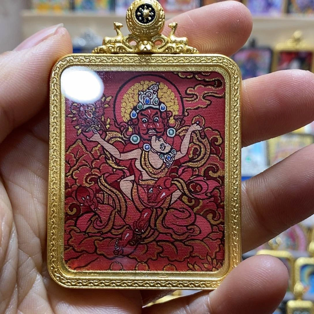 装裱画纯手绘唐卡红财神