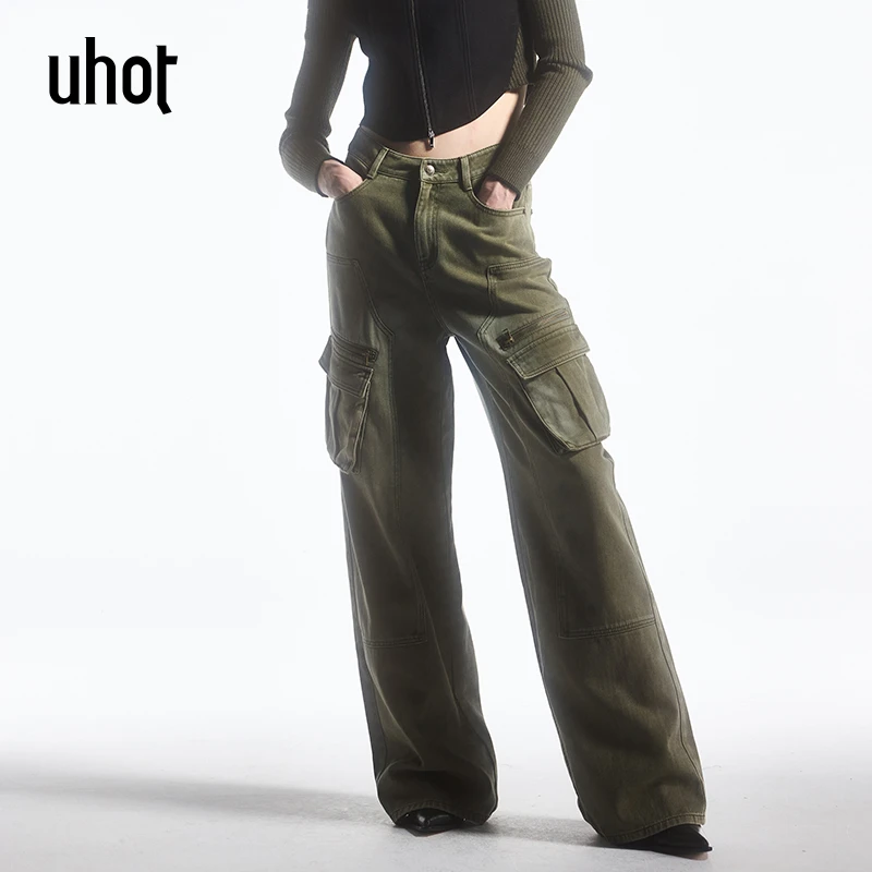 uhot 军绿色牛仔长裤 UWFW1K120