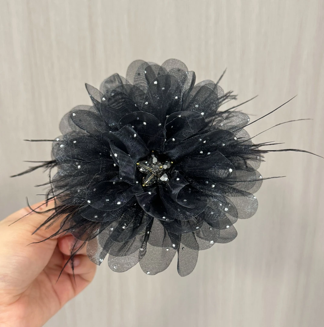 满天星水晶羽毛简约花苞抓夹鲨鱼夹A70