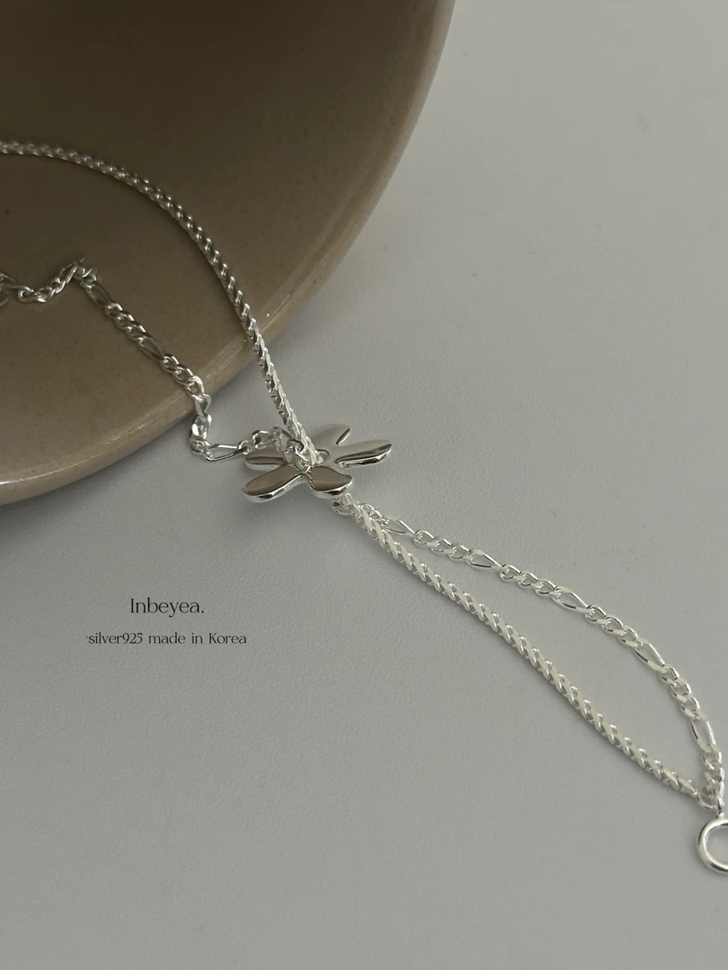 925银手链 双层花朵手链 15+3cm 32064
