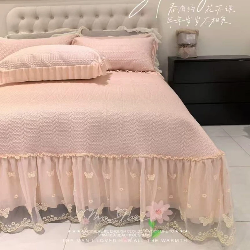 【鸿运】2025新款凉席三件套全凉感三明治复合公主风床罩凉席
