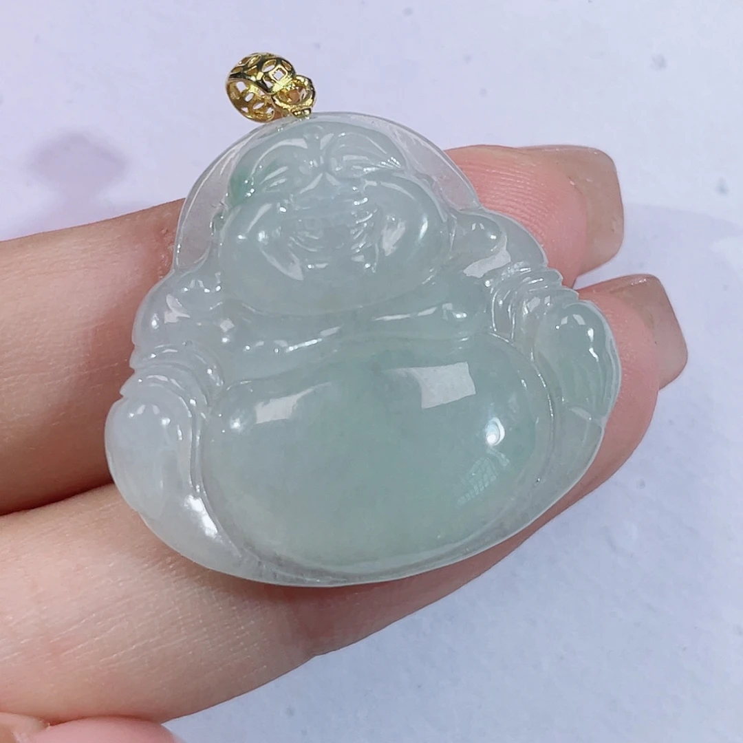 翡翠银S925镶嵌颈饰佛公