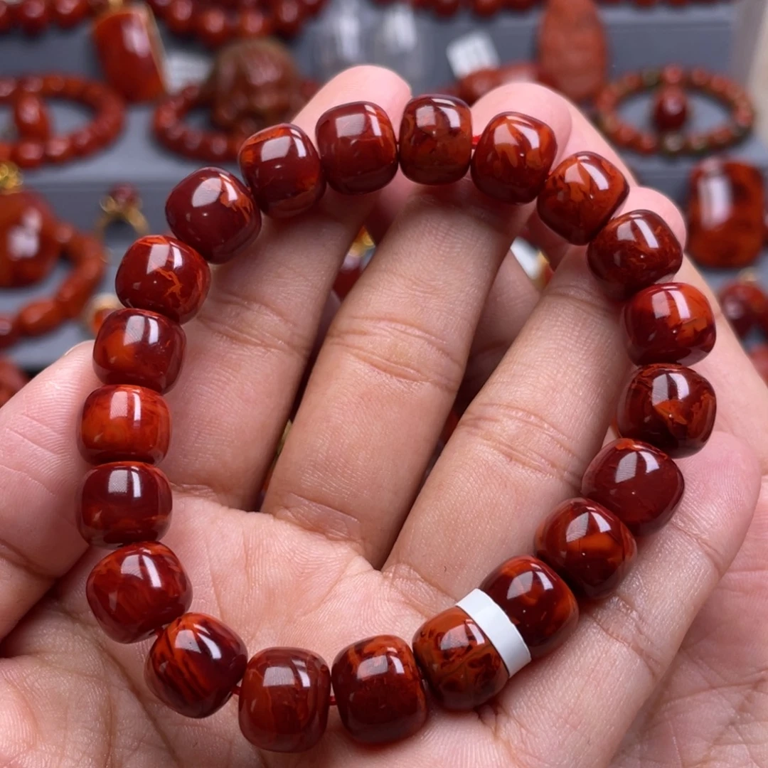 南红玛瑙未镶嵌珠宝奇石单圈10.5-11mm