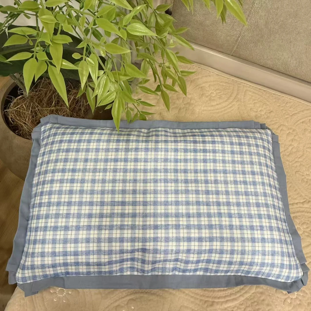 【影恩家居】儿童软枕带抗菌内芯超软糯纯棉双层纱高端幼儿园枕低枕