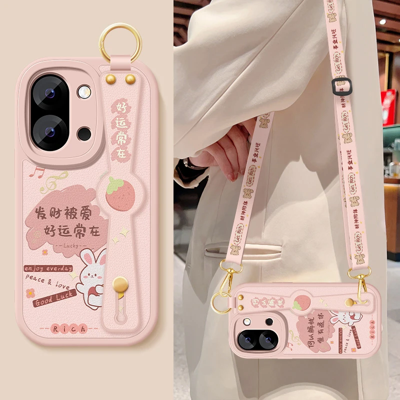 好运常在适用一加13t手机壳oneplus腕带小羊皮斜挎挂绳全包保护套