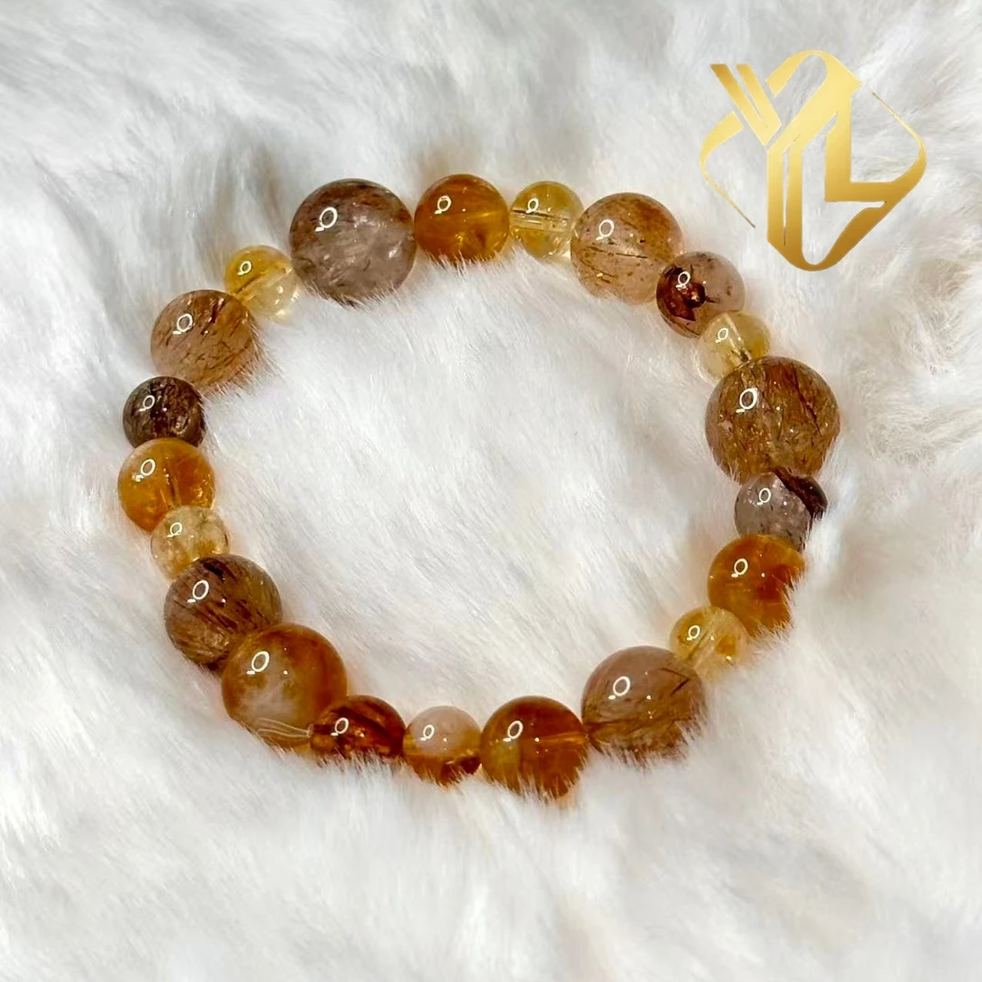 黑金超黄塔晶天然水晶原创设计手串--sl036