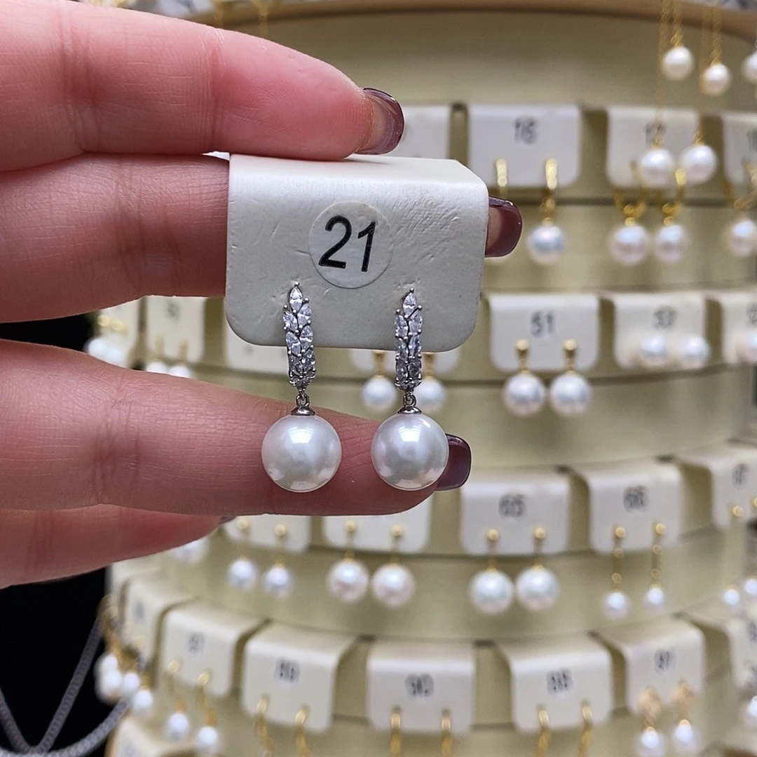 淡水珍珠耳饰银S925镶嵌