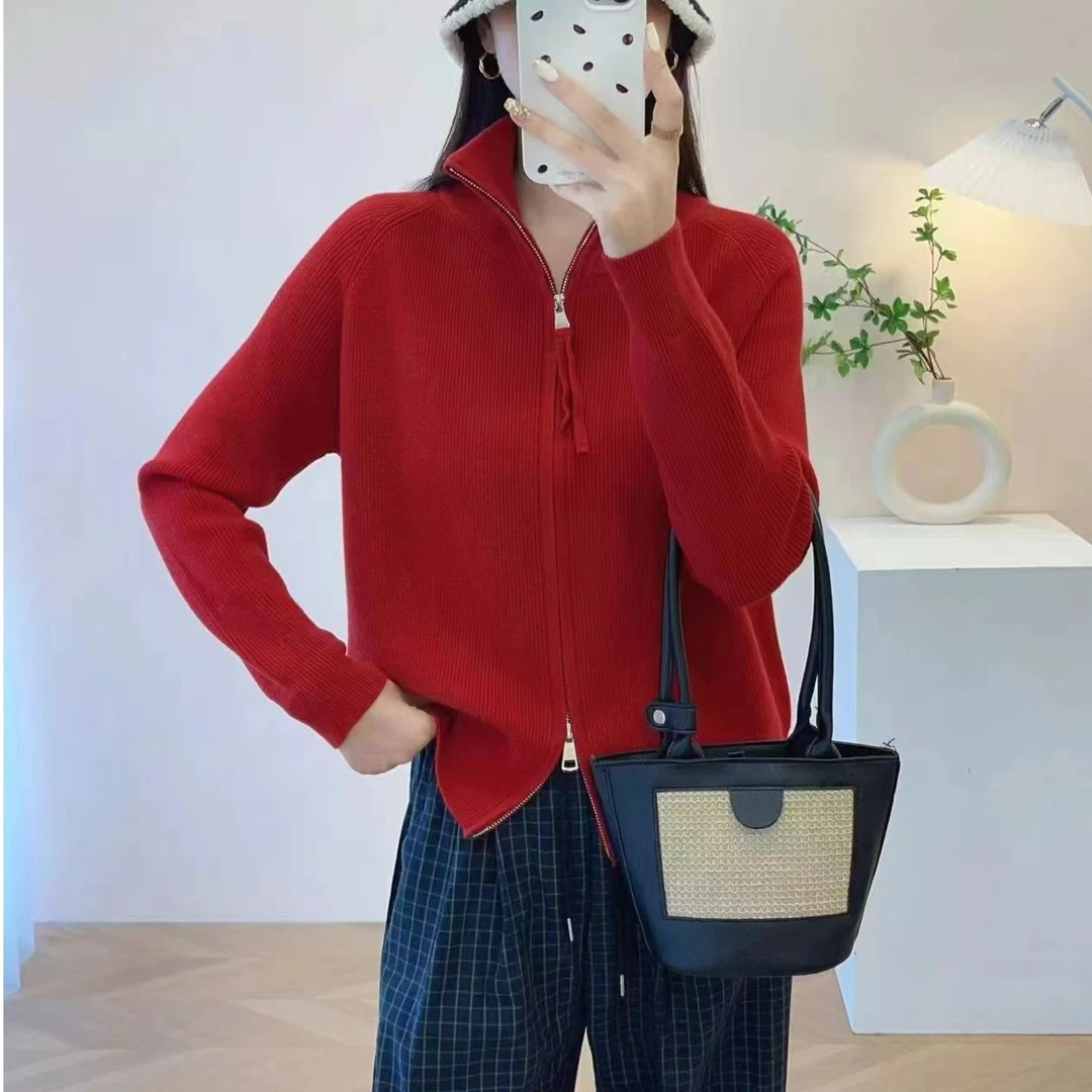 （丈母娘同款）96151立领双拉链毛衣开衫（58左右）