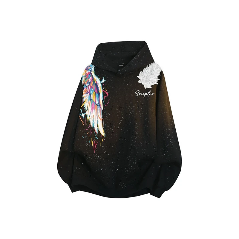 卫衣男女美式高街复古慵懒风连帽刺绣重磅秋冬款休闲百搭情侣外套