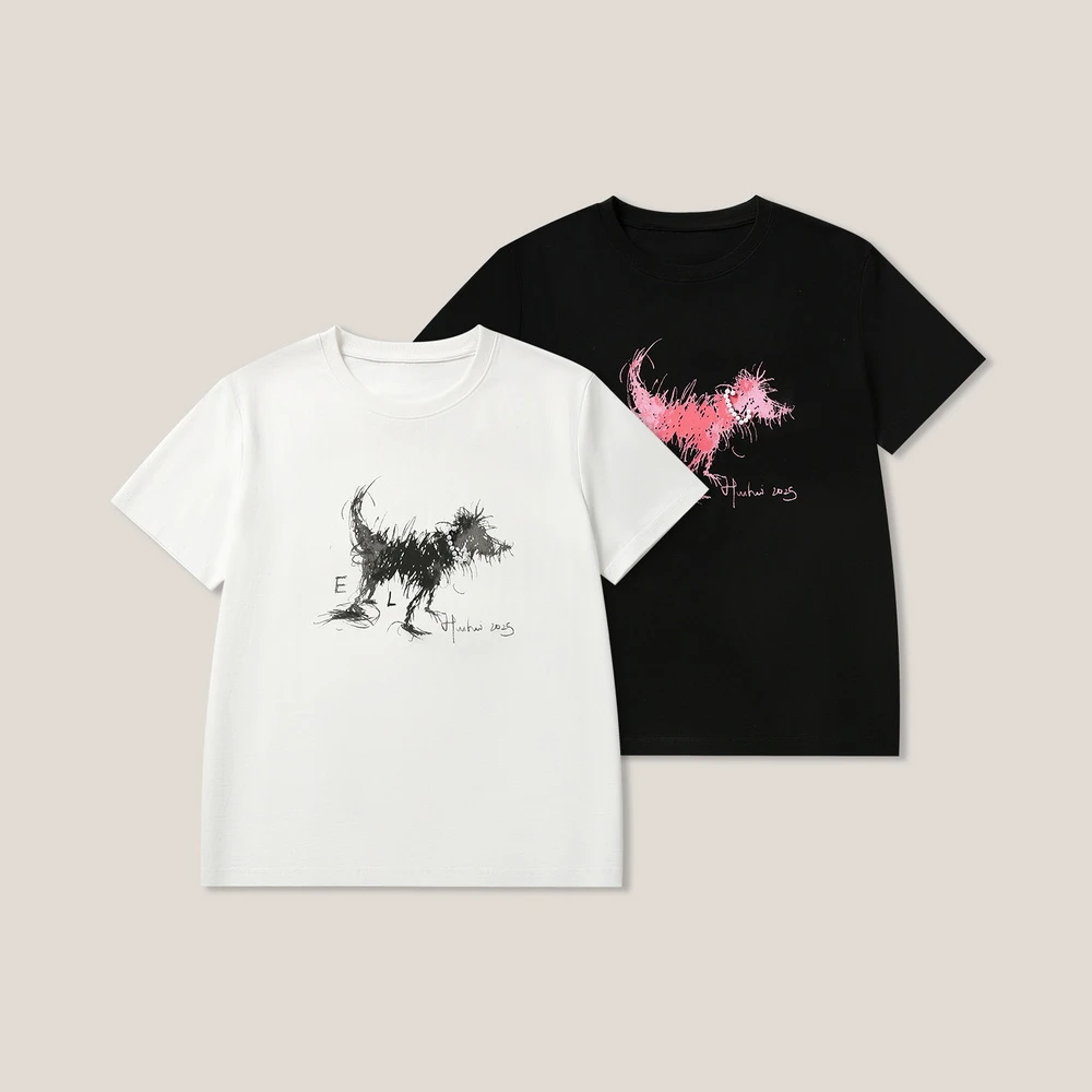 6.27 时尚气质休闲轻奢钉珠卡通图案圆领短袖百搭T恤SS26178