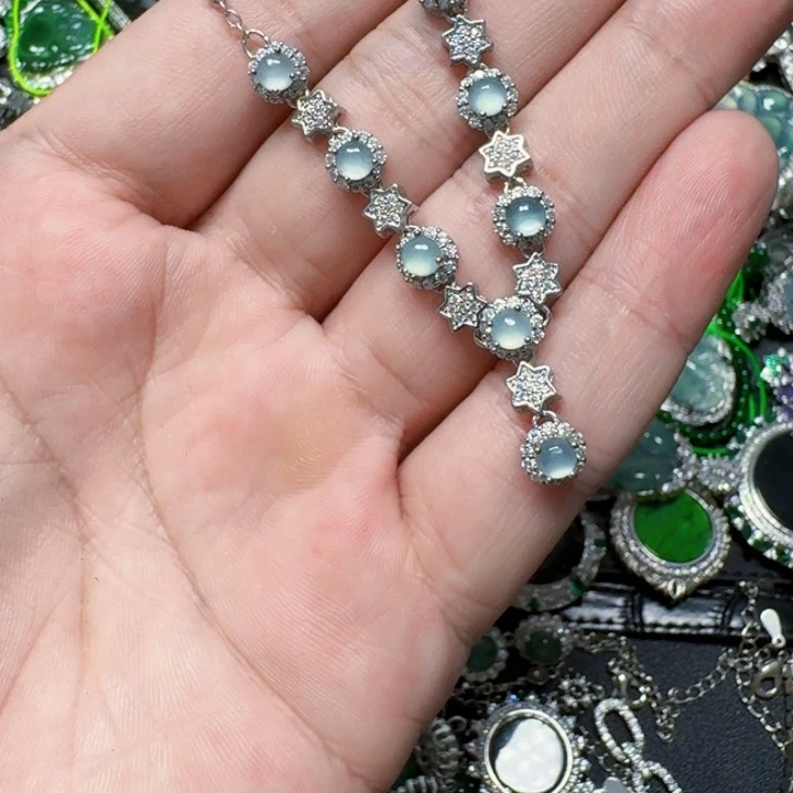 翡翠未镶嵌项圈天然A货翡翠放漏
