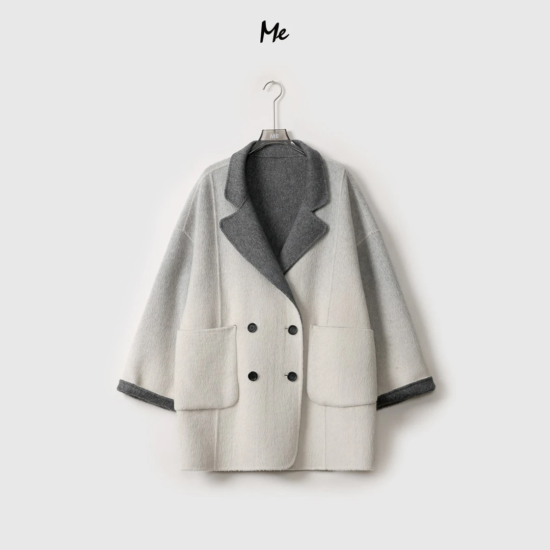 ME【渐变大衣】秋冬女士宽松时尚新款百搭双面呢大衣MEQC1832