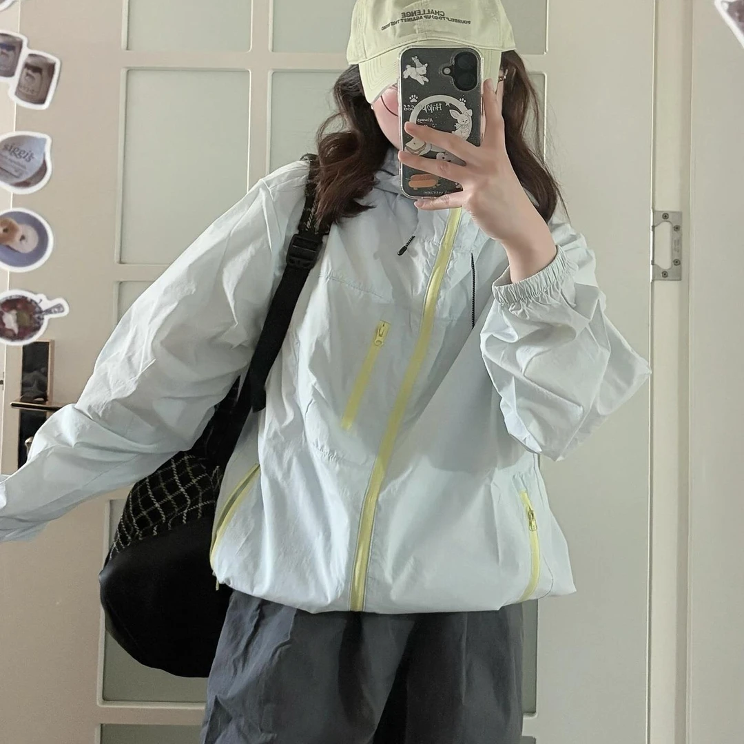 范哲萨暴走蓝鲸户外拼色防晒衣女2025夏季新款休闲透气轻薄防晒服