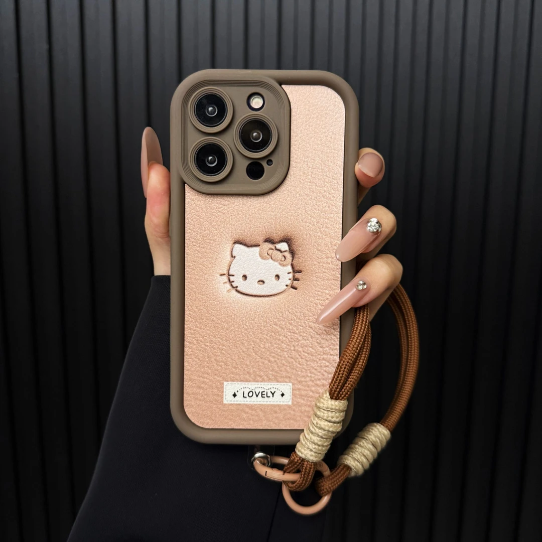 阶梯小羊皮皮纹kt适用苹果17PROMAX华为vivo小米oppo手链手机壳