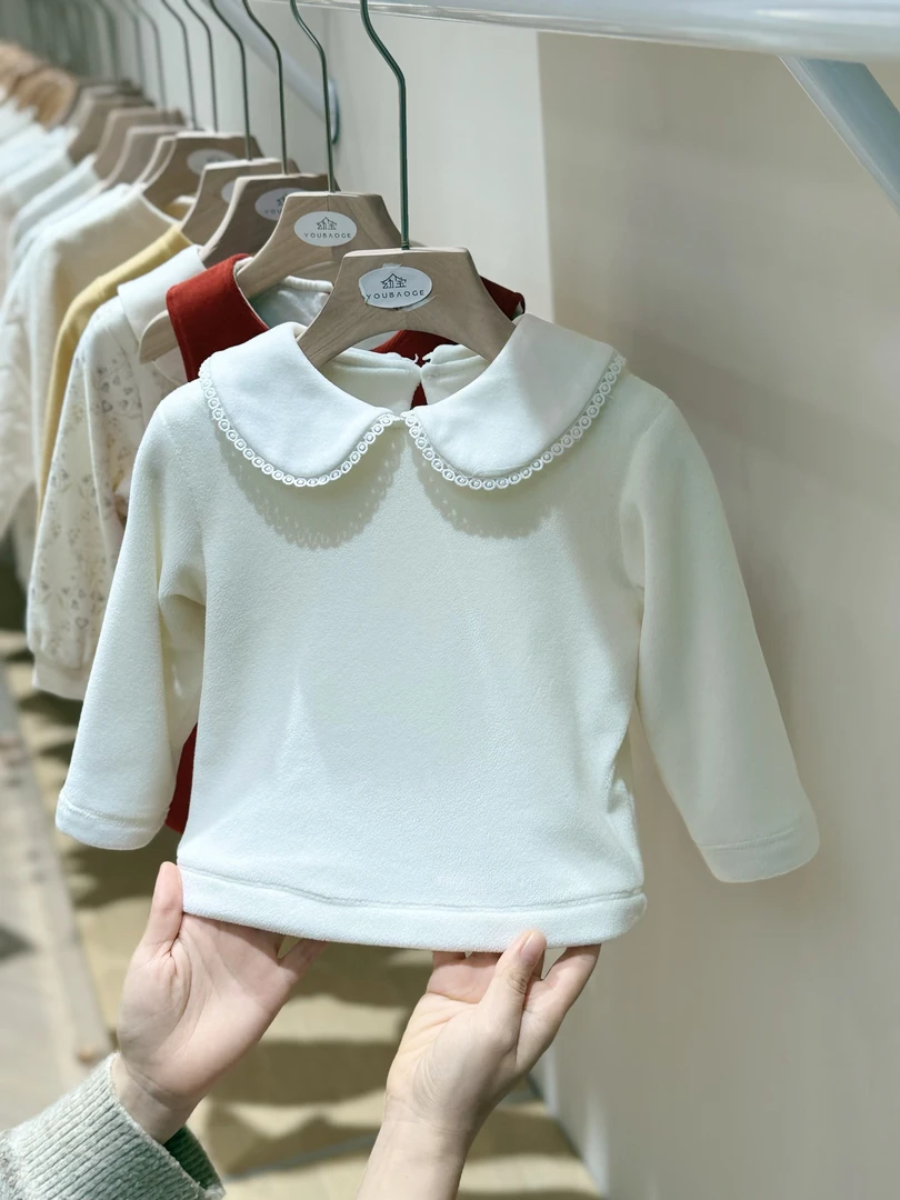 婴幼儿冬款新款上衣打底衣暖大翻领花边双层打底衫91625190儿童