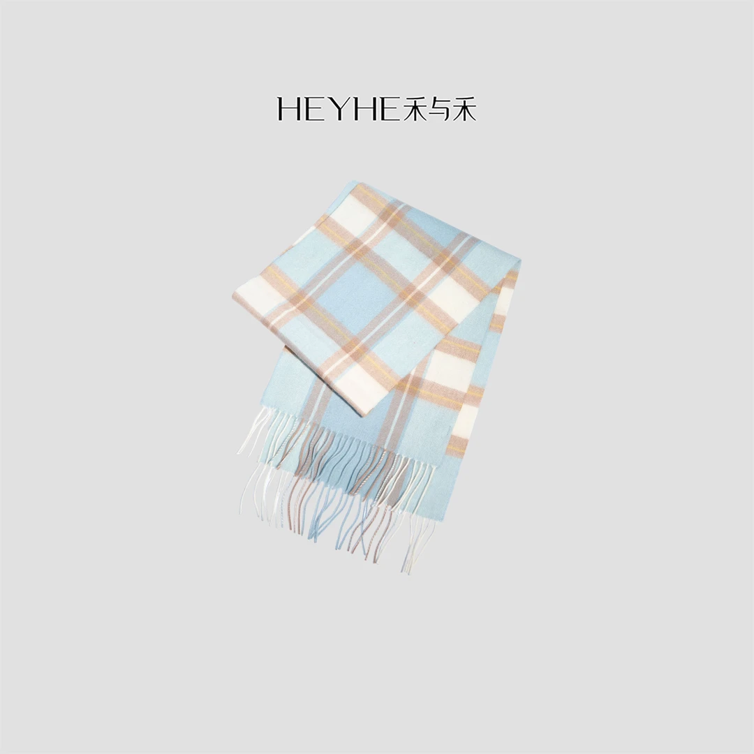 小禾【海盐】100绵羊毛英伦格子氛围感保暖流苏披肩冬季保暖女围巾