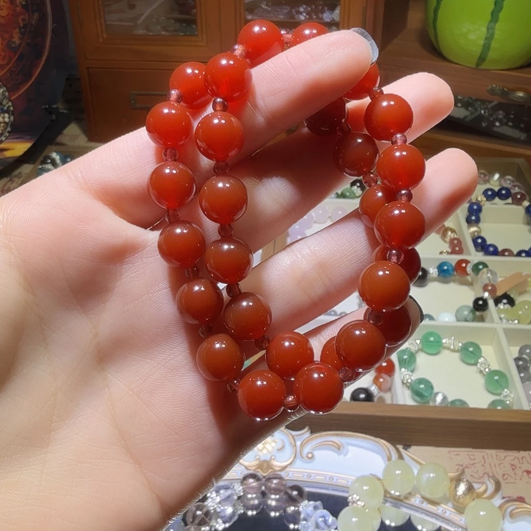 烟晶银S925镶嵌手链手串