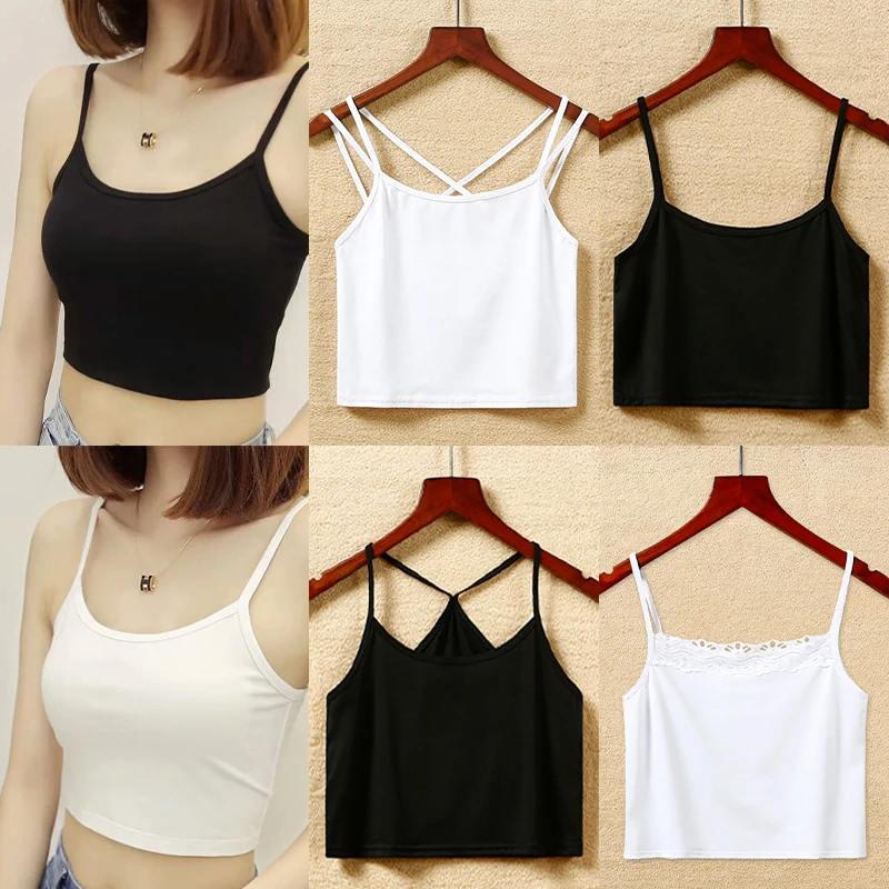 美背内衣小吊带背心女内搭抹胸裹胸性感黑白色百搭短款打底衫夏