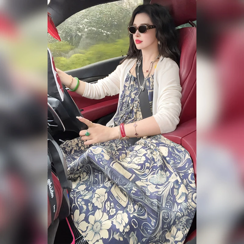 【Linda姐高端线】夏季时尚法式复古慵懒风吊带连衣裙AS5LDD2744