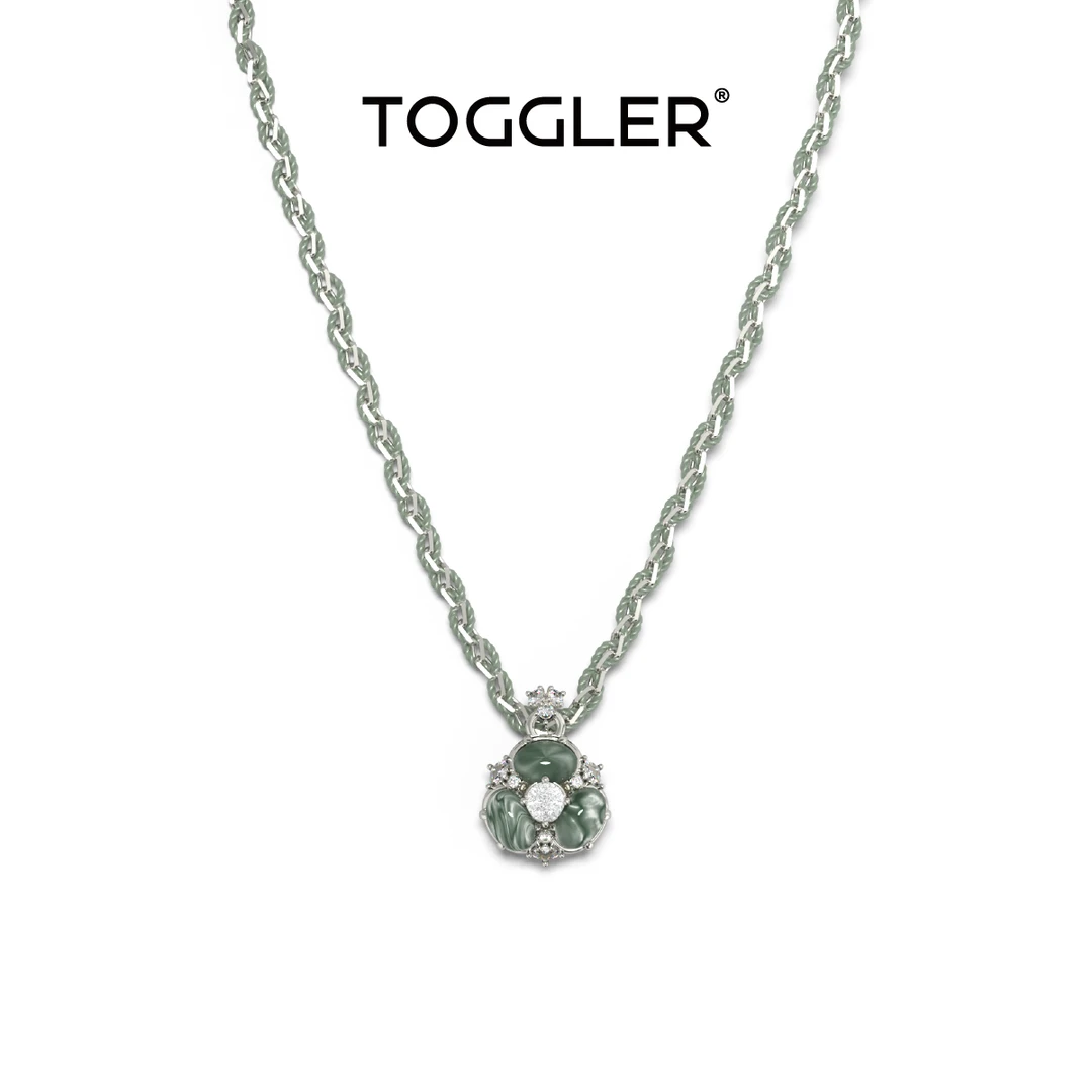TOGGLER/托格乐 坠链均925银合成锆石 [法式碎花] 花纹编织项链