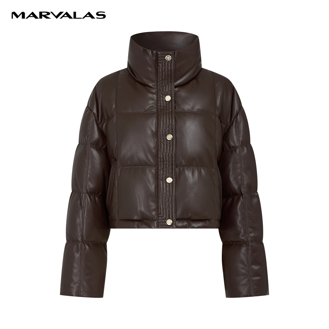 【羊羊专属】曼德诗蛋白皮羽绒服2023冬立领短款蓬松外套M450306882