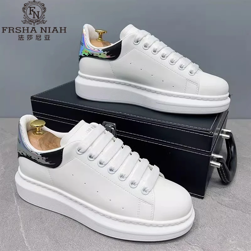 法莎尼亚男士厚底缓震板鞋百搭时尚增高小白鞋英伦透气厚底休闲鞋