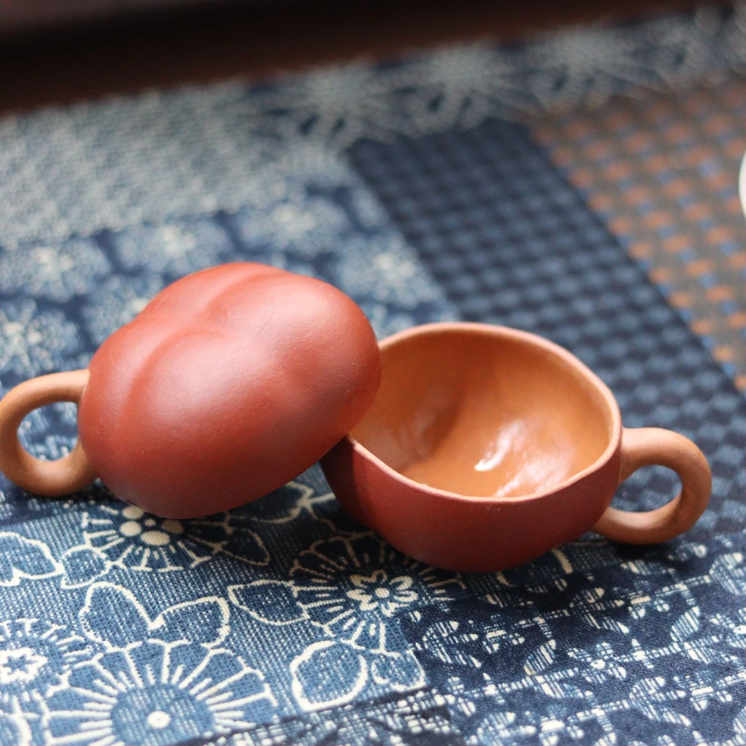 原矿紫砂杯柿子主人杯茶杯全手工可养段泥仿生品茗杯单杯45cc