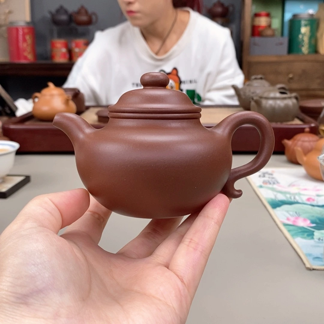 紫砂茶壶底槽清莲子半手170cc