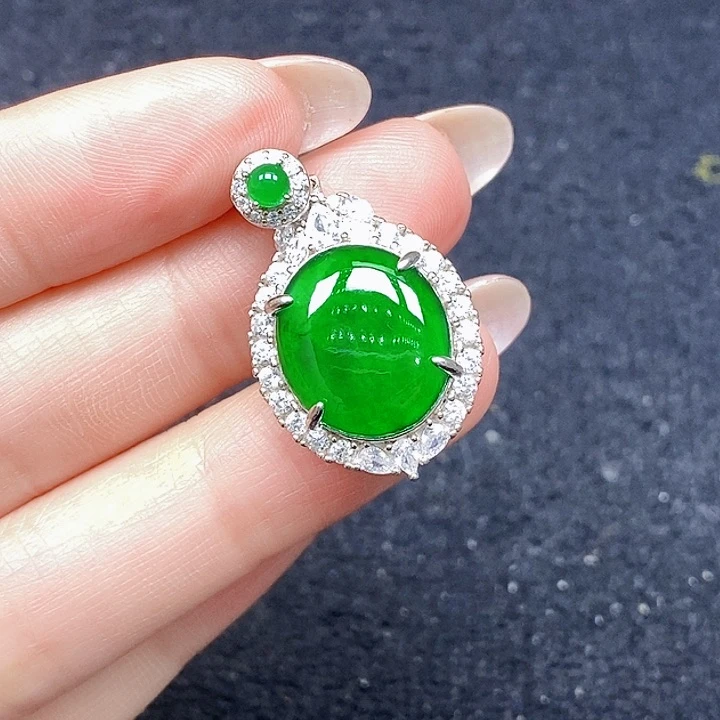 颈饰银S925镶嵌翡翠翡翠