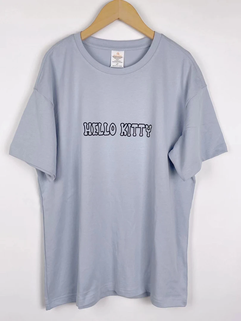 B142夏季韩版短袖T恤修身版多巴胺穿搭设计印花百搭短袖