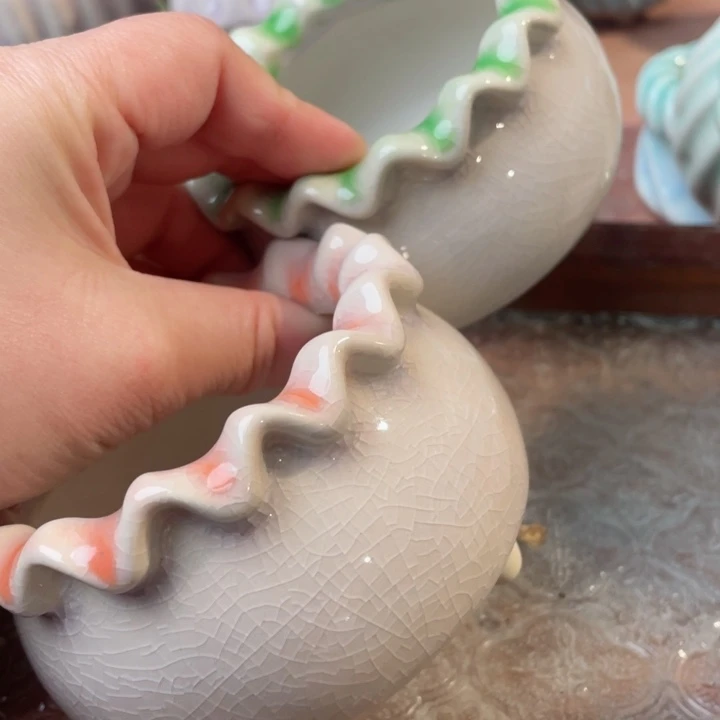 陶瓷8.5+6 半手工花盆浮力炸节日浮力炸