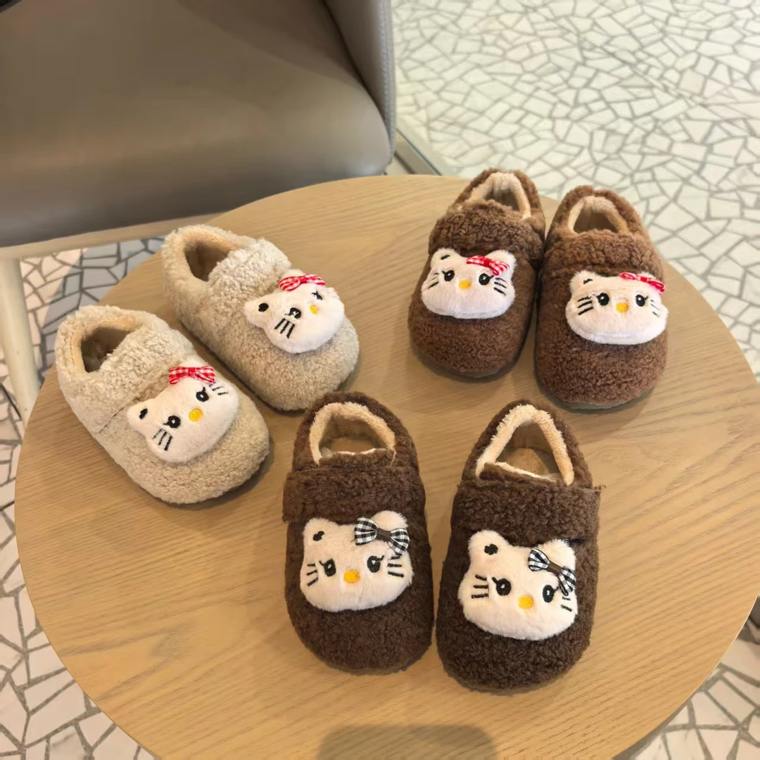 儿童棉鞋2025冬季新款女童包头毛毛鞋宝宝时尚可爱卡通加绒保暖鞋