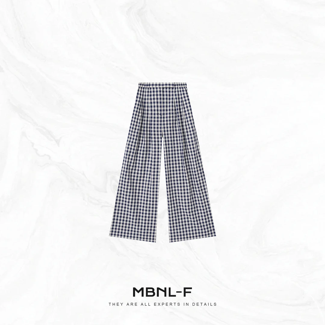 MBNL-F 极简格纹全棉阔腿长裤 秦磊XM-XTZ2021