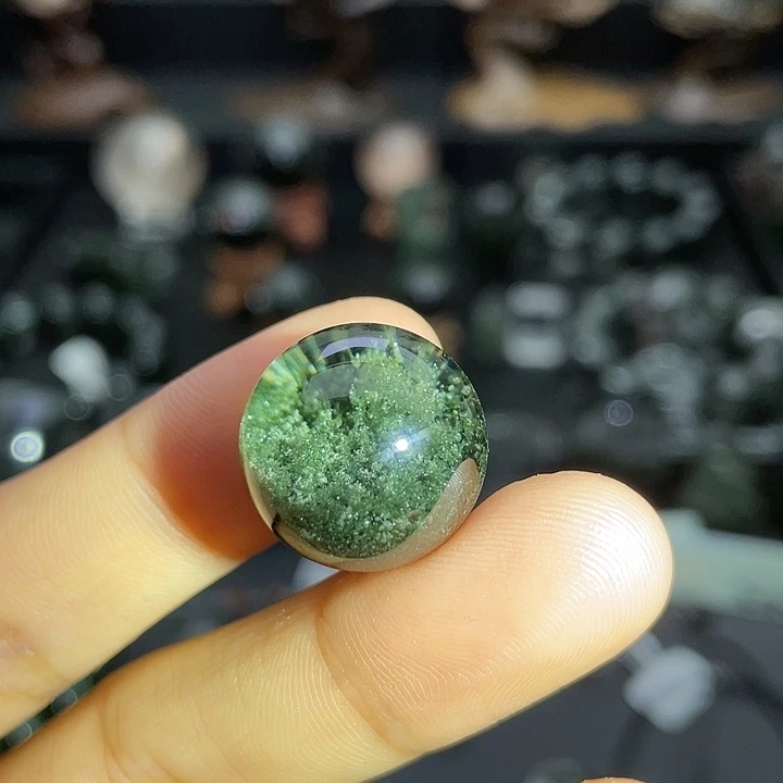 水晶未镶嵌颈饰绿幽灵聚宝盆单珠定制
