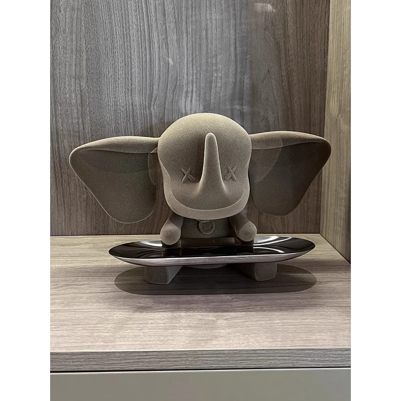 轻奢小飞象托盘摆件入户门口鞋柜玄关钥匙收纳装饰品客厅乔迁礼物