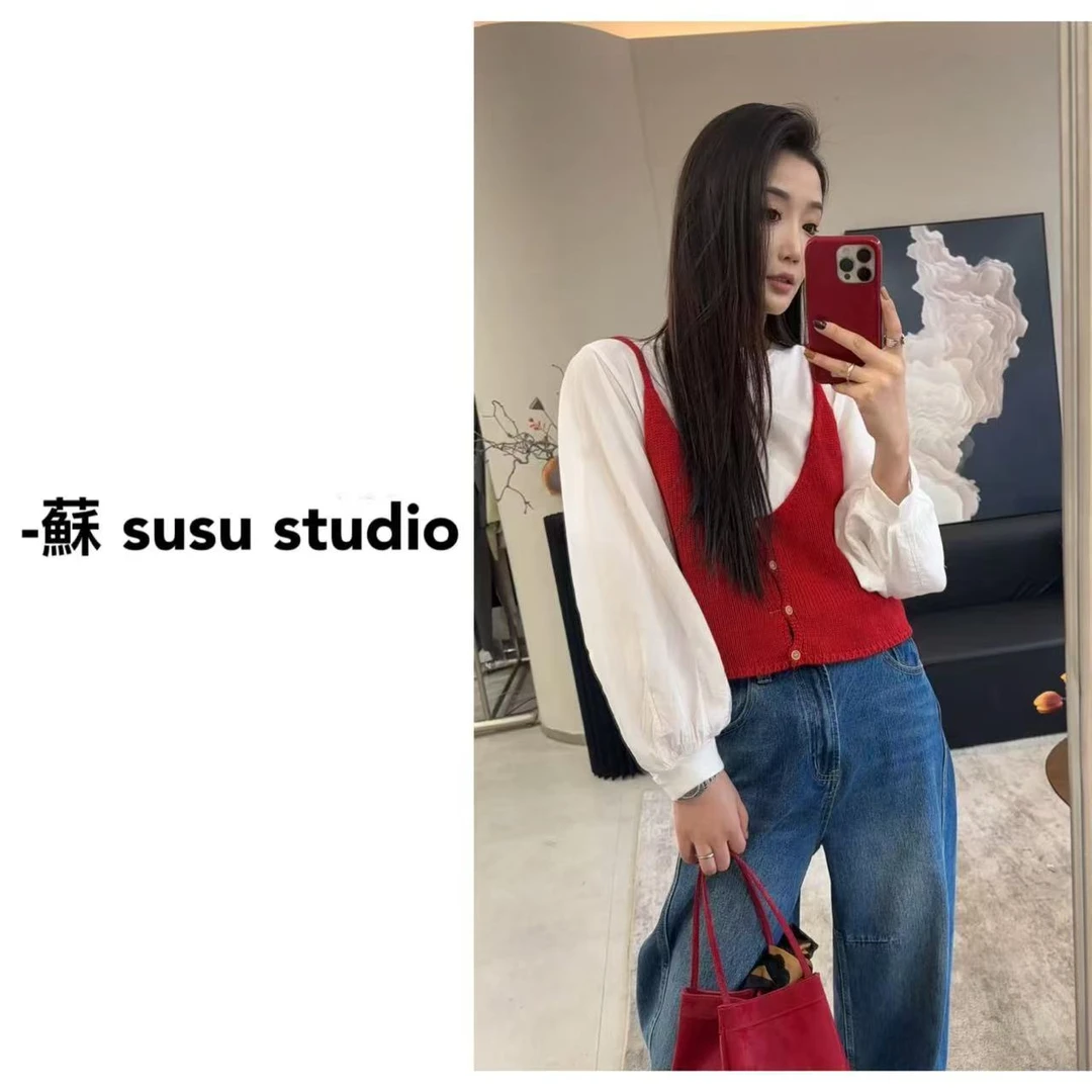 JS韩版两件套女春季洋气减龄针织吊带背心穿搭新款打底衫套装女